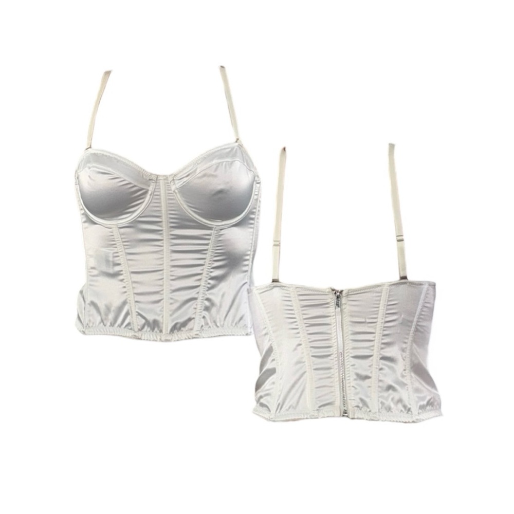 Satin White Bustier Corset Top